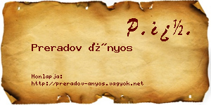 Preradov Ányos névjegykártya